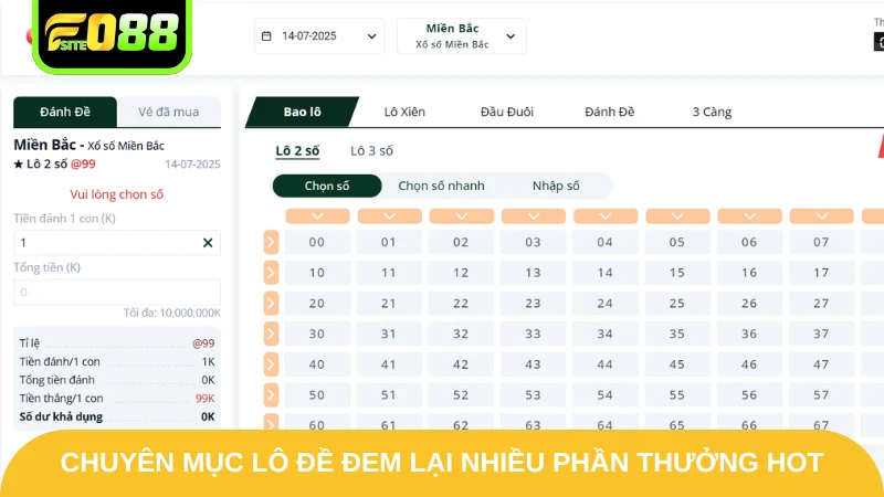 Chuyên mục lô đề đem lại nhiều phần thưởng hot