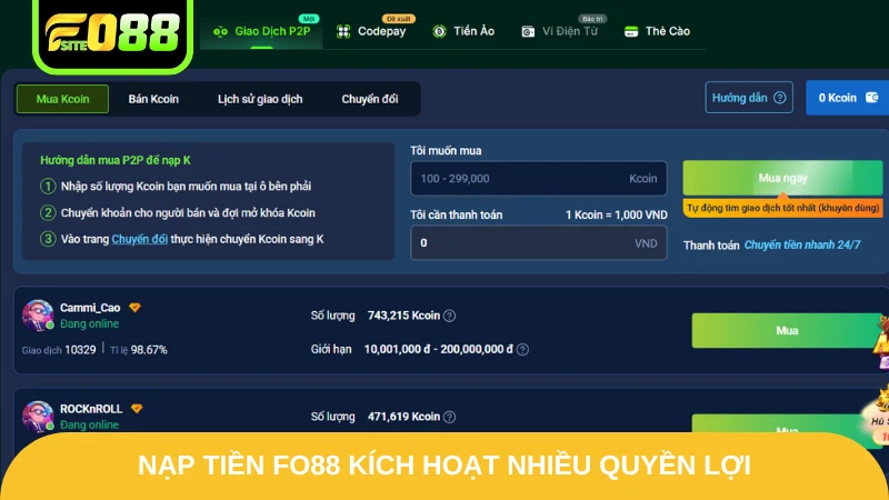 Nạp Tiền Fo88 - Phổ Biến Những Phương Thức Chính 2025 1 Nạp tiền Fo88 kích hoạt nhiều quyền lợi